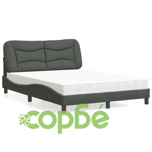 Легло с матрак, тъмносиво, 140x190 см плат ➤ топ цена ➤ sorbe.bg