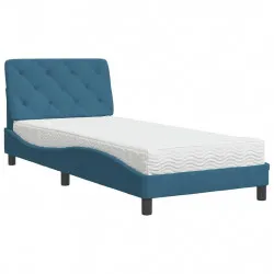 Легло с матрак, синьо, 80x200 см, кадифе