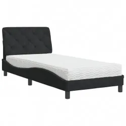 Легло с матрак, черно, 90x190 см, кадифе