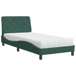 Легло с матрак, тъмнозелено, 90x200 см, кадифе