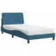 Легло с матрак, синьо, 100x200 см, кадифе
