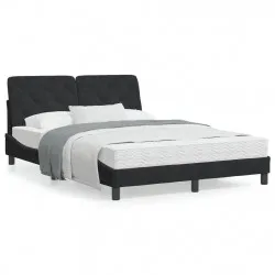 Легло с матрак, черно, 120x200 см, кадифе