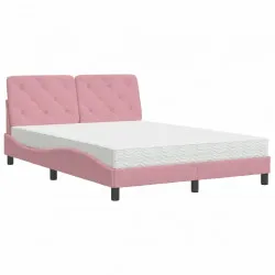 Легло с матрак, розово, 120x200 см, кадифе