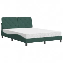 Легло с матрак, тъмнозелено, 140x190 см, кадифе