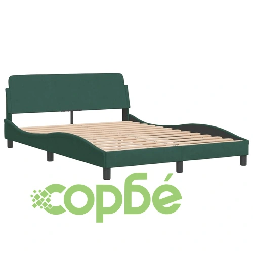 Легло с матрак, тъмнозелено, 140x190 см, кадифе ➤ топ цена ➤ sorbe.bg