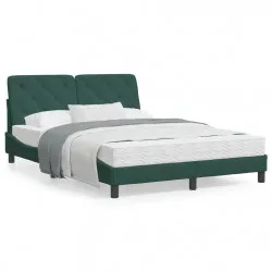Легло с матрак, тъмнозелено, 140x200 см, кадифе