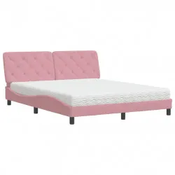 Легло с матрак, розово, 160x200 см, кадифе