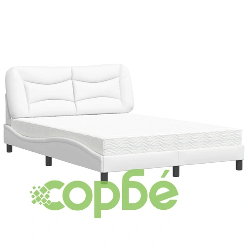 Легло с матрак, бяло, 140x190 см изкуствена кожа ➤ топ цена ➤ sorbe.bg