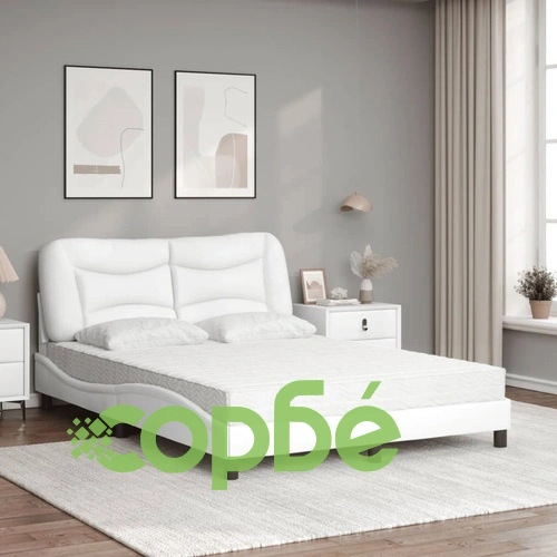 Легло с матрак, бяло, 140x190 см изкуствена кожа ➤ топ цена ➤ sorbe.bg