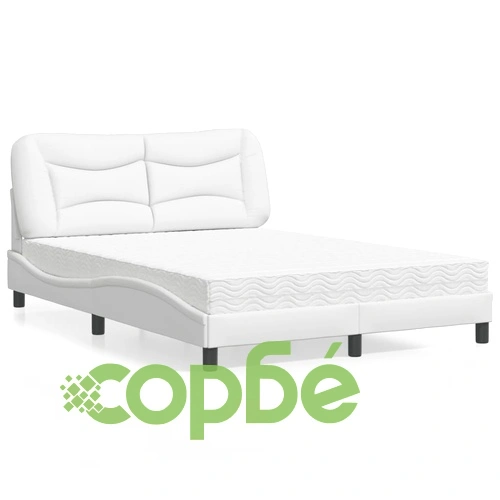 Легло с матрак, бяло, 140x190 см изкуствена кожа ➤ топ цена ➤ sorbe.bg