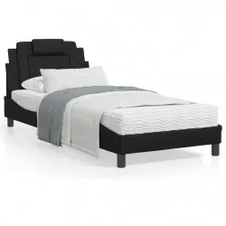 Легло с матрак, черно, 80x200 см, изкуствена кожа