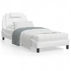 Легло с матрак, бяло, 80x200 см, изкуствена кожа