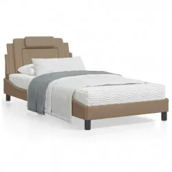 Легло с матрак, капучино, 100x200 см, изкуствена кожа