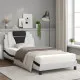 Легло с матрак, бяло-черно, 100x200 см, изкуствена кожа