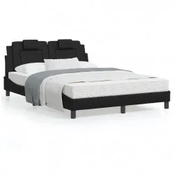 Легло с матрак, черно, 120x200 см, изкуствена кожа