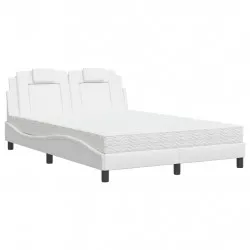 Легло с матрак, бяло, 120x200 см, изкуствена кожа