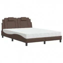 Легло с матрак, кафяво, 120x200 см, изкуствена кожа