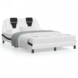 Легло с матрак, бяло и черно, 120x200 см, изкуствена кожа
