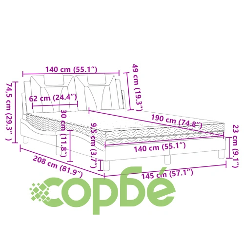 Легло с матрак, кафяво, 140x190 см, изкуствена кожа ➤ топ цена ➤ sorbe.bg