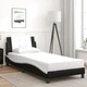 Легло с матрак, черно и бяло, 90x200 см, изкуствена кожа