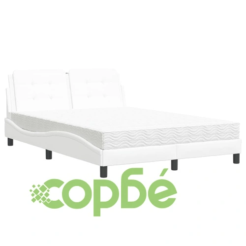 Легло с матрак, бяло, 140x190 см изкуствена кожа ➤ топ цена ➤ sorbe.bg