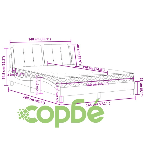 Легло с матрак, бяло, 140x190 см изкуствена кожа ➤ топ цена ➤ sorbe.bg