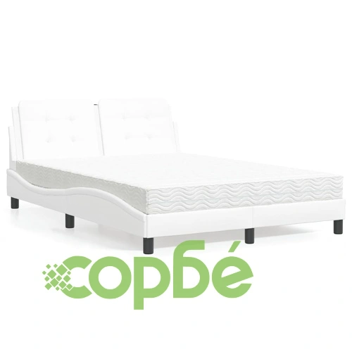 Легло с матрак, бяло, 140x190 см изкуствена кожа ➤ топ цена ➤ sorbe.bg