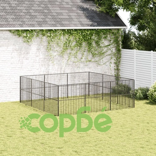 Кошара за кучета с 12 панела, черна, поцинкована стомана ➤ топ цена ➤ sorbe.bg