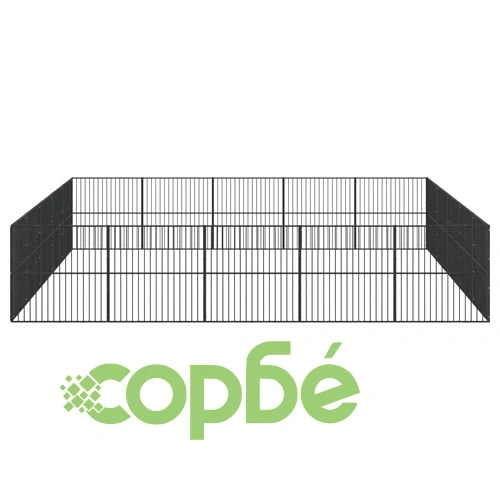 Кошара за кучета с 20 панела, черна, поцинкована стомана ➤ топ цена ➤ sorbe.bg