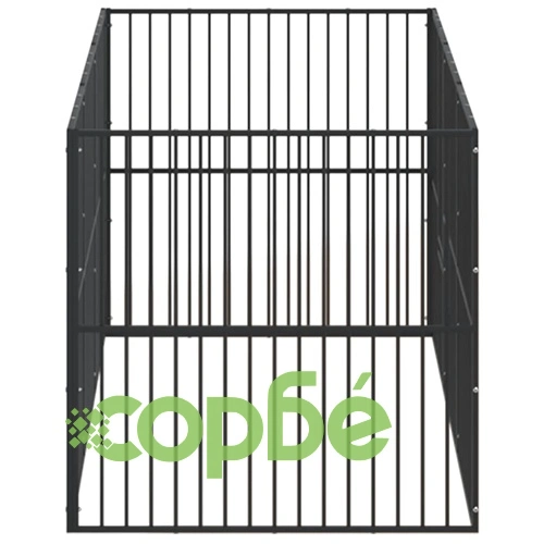 Кошара за кучета с 8 панела, черна, поцинкована стомана ➤ топ цена ➤ sorbe.bg