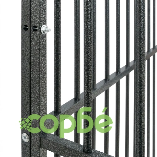 Кошара за кучета с 8 панела, черна, поцинкована стомана ➤ топ цена ➤ sorbe.bg