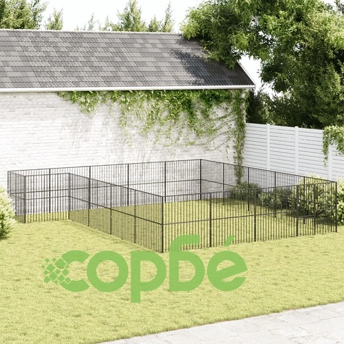 Кошара за кучета с 20 панела, черна, поцинкована стомана ➤ топ цена ➤ sorbe.bg