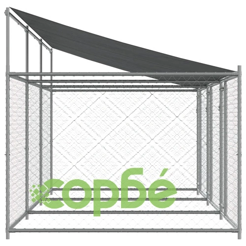 Кучешка клетка с покрив и врати сив 6x2x2 м поцинкована стомана ➤ топ цена ➤ sorbe.bg