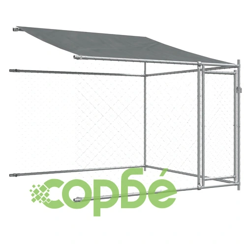 Кучешка клетка с покрив и врати сив 6x2x2 м поцинкована стомана ➤ топ цена ➤ sorbe.bg