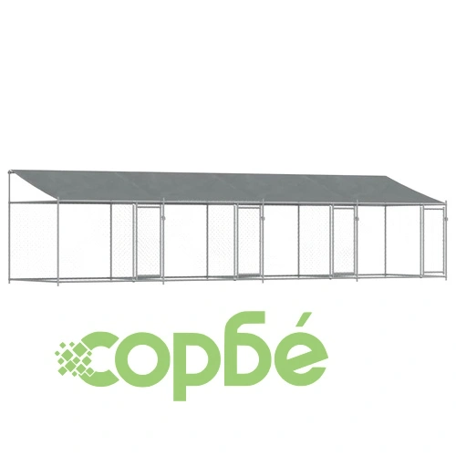 Кучешка клетка с покрив и врати сив 8x2x2 м поцинкована стомана на топ цена от sorbe.bg Кучешка клетка с покрив и врати сив 8x2x2 м поцинкована стомана ➤ топ цена ➤ sorbe.bg