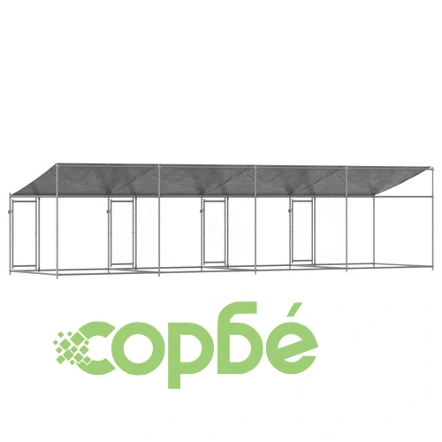 Кучешка клетка с покрив и врати сив 8x2x2 м поцинкована стомана на топ цена от sorbe.bg Кучешка клетка с покрив и врати сив 8x2x2 м поцинкована стомана ➤ топ цена ➤ sorbe.bg