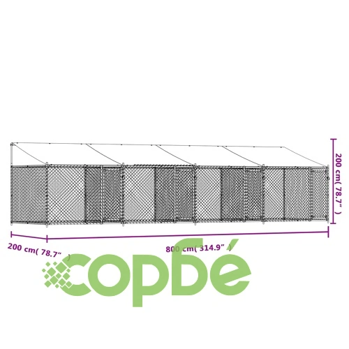 Кучешка клетка с покрив и врати сив 8x2x2 м поцинкована стомана на топ цена от sorbe.bg Кучешка клетка с покрив и врати сив 8x2x2 м поцинкована стомана ➤ топ цена ➤ sorbe.bg