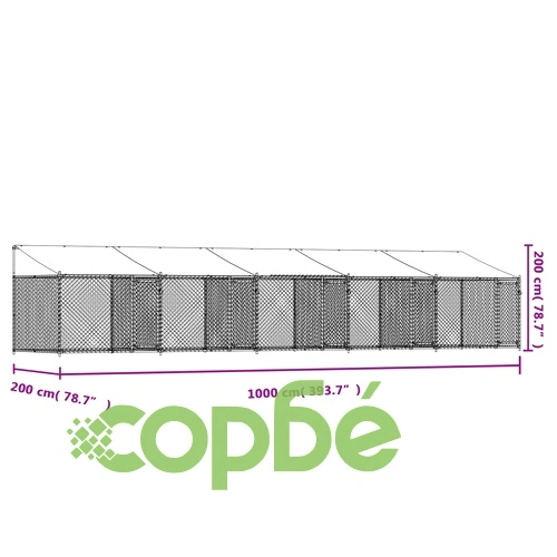 Кучешка клетка с покрив и врати сив 10x2x2м поцинкована стомана ➤ топ цена ➤ sorbe.bg