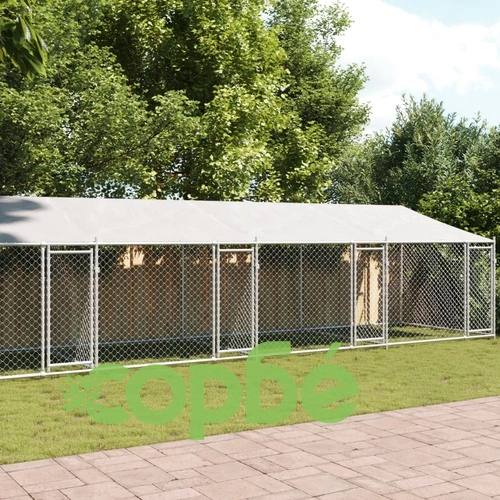 Кучешка клетка с покрив и врати сив 10x2x2м поцинкована стомана ➤ топ цена ➤ sorbe.bg