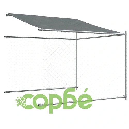 Кучешка клетка с покрив и врата сив 6x2x2 м поцинкована стомана ➤ топ цена ➤ sorbe.bg