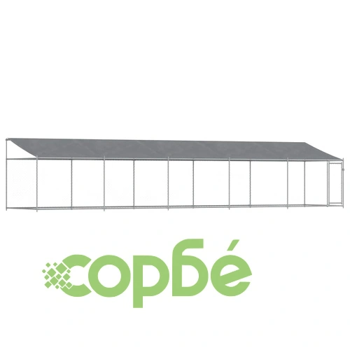 Кучешка клетка с покрив и врата сив 10x2x2м поцинкована стомана ➤ топ цена ➤ sorbe.bg