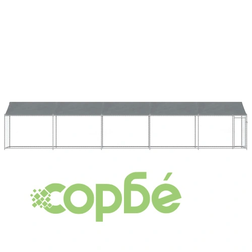 Кучешка клетка с покрив и врата сив 10x2x2м поцинкована стомана ➤ топ цена ➤ sorbe.bg