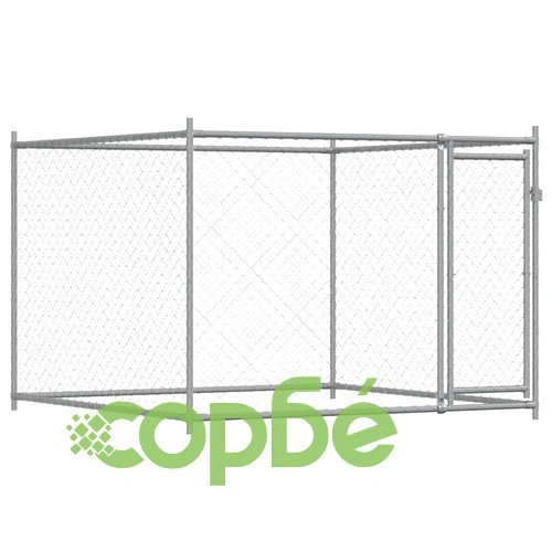 Кучешка клетка с врати сива 4x2x1,5 м поцинкована стомана ➤ топ цена ➤ sorbe.bg