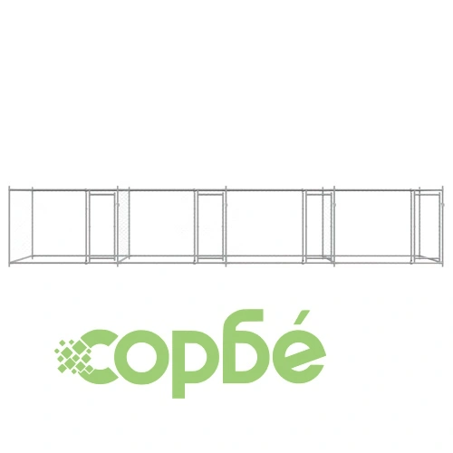 Кучешка клетка с врати сива 8x2x1,5 м поцинкована стомана ➤ топ цена ➤ sorbe.bg