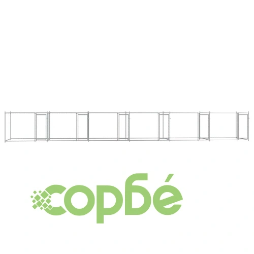 Кучешка клетка с врати сива 12x2x1,5 м поцинкована стомана ➤ топ цена ➤ sorbe.bg