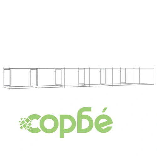 Кучешка клетка с врати сива 12x2x1,5 м поцинкована стомана ➤ топ цена ➤ sorbe.bg