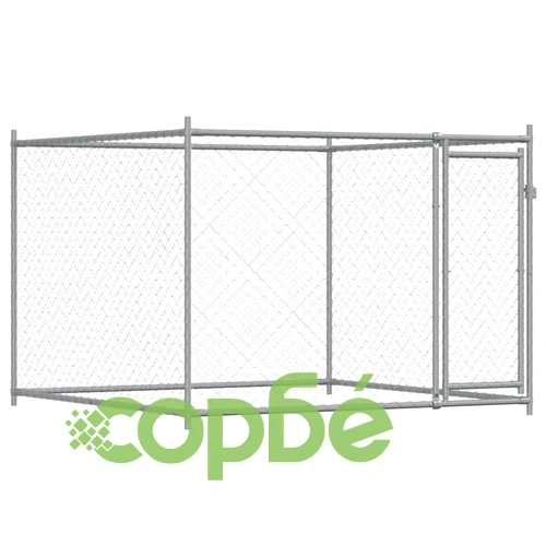 Кучешка клетка с врати сива 12x2x1,5 м поцинкована стомана ➤ топ цена ➤ sorbe.bg