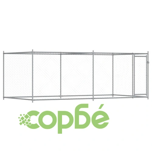 Кучешка клетка с врата сива 4x2x1,5 м поцинкована стомана ➤ топ цена ➤ sorbe.bg