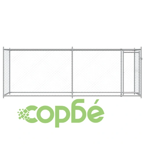 Кучешка клетка с врата сива 4x2x1,5 м поцинкована стомана ➤ топ цена ➤ sorbe.bg