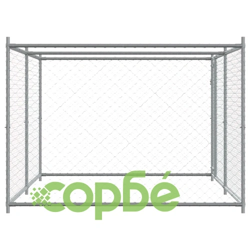 Кучешка клетка с врата сива 4x2x1,5 м поцинкована стомана ➤ топ цена ➤ sorbe.bg